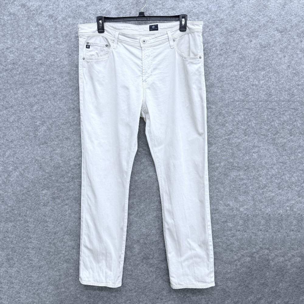 AG Adriano Goldschmied Jeans The Graduate Men's 38x32, White Denim Tailored Leg